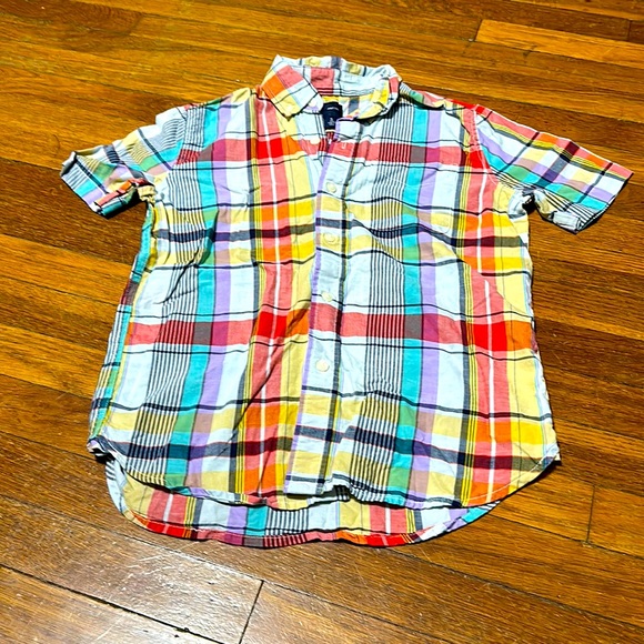 Gap Kids Boys Multi-color Plaid Button Front Shirt, M (8) - Picture 1 of 3